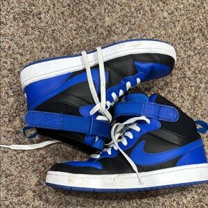 Kids Black and Blue High-Top Sneakers